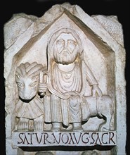 Detail of a Neo-Punic relief showing a priest. Artist: Unknown