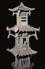 Chinese pottery model of a watch-tower, 1st century. Artist: Unknown