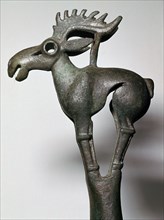 Chinese bronze elk finial from a harness, Inner Mongolia, China, 5th century BC. Artist: Unknown