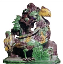 Chinese porcelain of a phoenix in a rockery, 18th century. Artist: Unknown