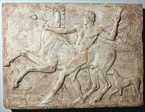 Marble Roman relief of a boy and a horse, Hadrian's villa, 1st century. Artist: Unknown