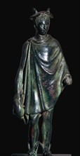 Roman bronze statuette of Mercury carrying a purse. Artist: Unknown