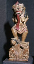 Wooden statuette of the Witch Queen Rangda. Artist: Unknown