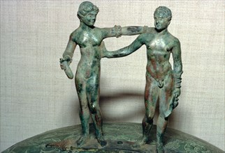 Etruscan bronze figures from the lid of a bronze vessel. Artist: Unknown