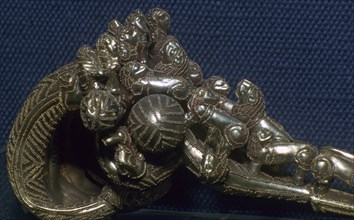Detail of an Etruscan gold fibula showing gold working techniques, 7th century BC. Artist: Unknown