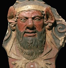 Etruscan terracotta head of a satyr. Artist: Unknown