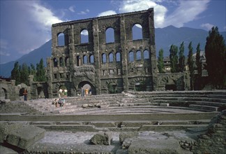 Roman theatre at Aosta, Italy, 25th century BC. Artist: Unknown
