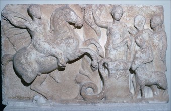 Marble votive relief of a Hero Rider from the Cyclades. Artist: Unknown