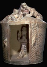 Minoan pottery shrine containing a goddess. Artist: Unknown