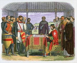 Illustration of King John signing the Magna Carta, 19th century. Artist: James William Edmund Doyle