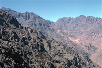 View from the pass descending to Sidi Chamharouch in Morocco.