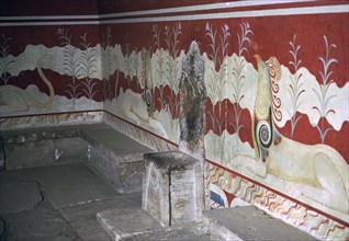 The throne room of the Minoan royal palace at Knossos, c.21st -14th century BC. Artist: Unknown
