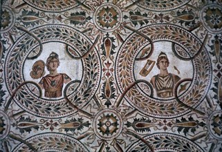 Detail of a Roman floor mosaic of the nine Muses, 3rd century. Artist: Unknown