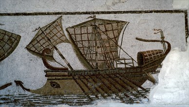 Roman mosaic of a Roman warship, c.2nd century BC. Artist: Unknown