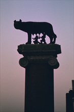 Statue of the wolf suckling Romulus and Remus. Artist: Unknown