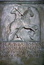 Roman tombstone of Flavius Bassus, 5th century. Artist: Unknown