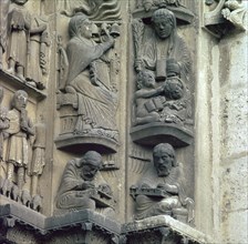 Detail of the doorway on the west front of Chartres Cathedral, 12th century. Artist: Unknown