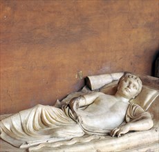 Effigy of a youth on a Roman sarcophagus, 2nd century. Artist: Unknown