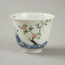 Underglaze blue month cup with polychrome enamelled decoration, second half of 19th century. Artist: Unknown.