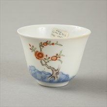 Polychrome and underglaze blue month cup with enamel decoration, 1980s. Artist: Unknown.