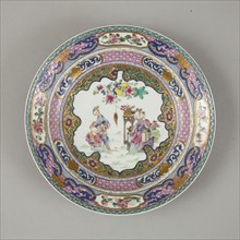 European copy of Ruby-backed eggshell famille-rose seven bordered dish, 20th century.  Artist: Unknown.