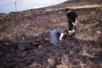 Cutting Peat near Edinbane, Isle of Skye, Scotland, c1960. Artist: CM Dixon.