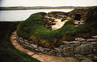 Neolithic Village of Skara Brae, Orkney, Scotland, 20th century. Artist: Unknown.
