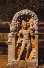 Naga King on a Guardstone at entrance to Ratanapasada, Anuradhapura, 8-9th century. (20th century). Artist: Unknown.