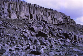 Basalt cliffs beside Dettifoss, North Iceland, 20th century.  Artist: CM Dixon.