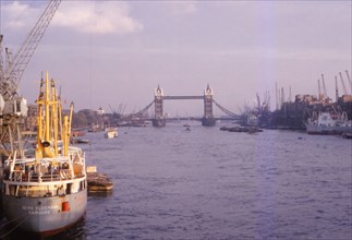 Pool of London with Docks and Tower Bridge, London, England, 1962. Artist: CM Dixon.