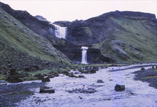 Ofaerofoss Waterfall in Eldgja (Fire Gorge), Central Iceland, 20th century. Artist: CM Dixon.
