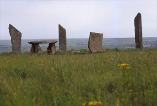 Megalithic Circle and Dolmen, c3rd millennium BC, Stenness, Orkney, Scotland, 20th century. Artist: CM Dixon.