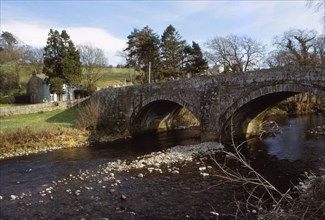 River Caldew and Road Bridge at Sebergham, Cumberland, 20th century. Artist: CM Dixon.