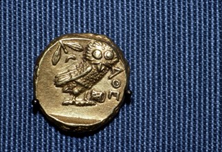 Owl on a Greek Gold Stater struck by Lachares, 300BC-295BC. Artist: Unknown.