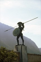 Bronze statue of Leonidas at Thermopylae, c20th century. Artist: Vasos Falireas.