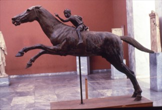 Greek Bronze Horse and Jockey, from Artemision, life-size. 2 Cent BC. At National Archaelogical Muse Artist: Unknown.