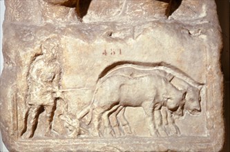Roman Relief, Ploughing with Oxen, c1st century. Artist: Unknown.