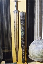 Celtic Bronze Sword and Scabbard (Sheath), France, 8th century BC. Artist: Unknown.