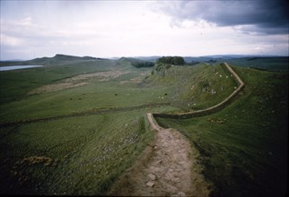 Hadrians Wall. Looking east to Cuddy's Crag, c20th century. Artist: CM Dixon.