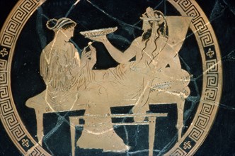 Greek Vase Painting, Persephone and Hades Banqueting in the Underwold, c430 BC. Artist: Codrus Painter.