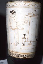 Greek Vase Painting, Woman with Offerings at a Tomb, 460-450 BC.