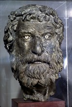 Bronze Portrait Head of Philosopher, found in sea of Antikythera, circa late 3rd century BC. Artist: Unknown.