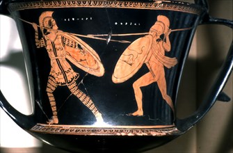 Greek Vase Painting, Persian and Hoplite fighting, c5th century BC. Artist: Unknown.