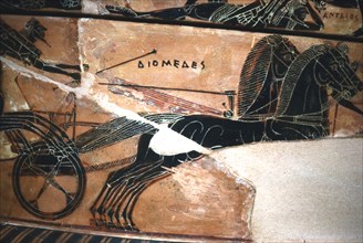 Chariot of Diomedes, Detail from the Francois Vase, c6th century BC Artists: Ergotimos, Kleitias.