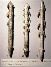 Bone Harpoons for fishing, Dordogne region, France, Paleolithic Period, (c20th century). Artist: Unknown.