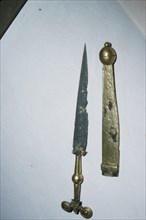 Dagger of Iron Gold and Bronze from a Celtic Burial at Hallstatt, Austria. Celtic Iron Age.  Artist: Unknown.
