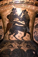 Hercules and the Centaur Setos, Detail of Greek Pot, Corinthian, c7th century BC. Artist: Nessos Painter.