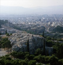 Areopagus Hill seen from the Acropolis, Athens, c20th century. Artist: CM Dixon.