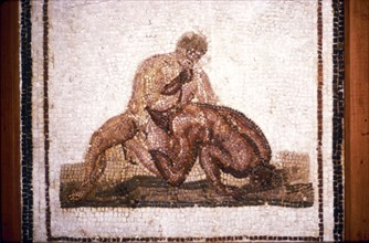 Wrestlers, Roman Mosaic from Gightis, late 2nd century AD. Artist: Unknown.