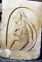 Etruscan Soldier wearing early Chain Mail, Sarcophagus, Chiusi, c3rd century BC-2nd Century BC. Artist: Unknown.